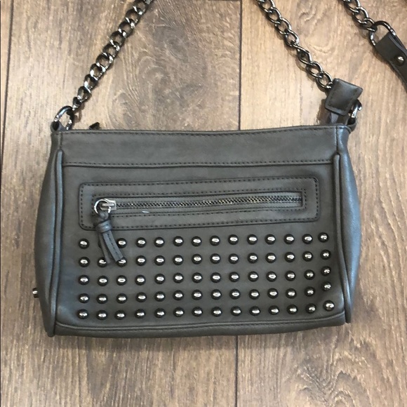 Material Girl Studded Gray Crossbody Purse - Picture 2 of 9